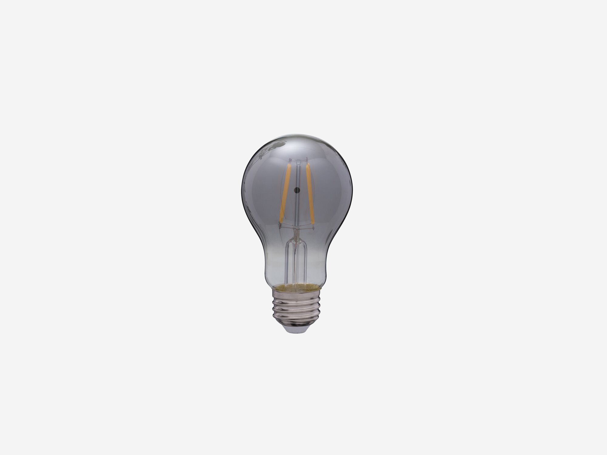 Front view of small smoked grey lightbulb